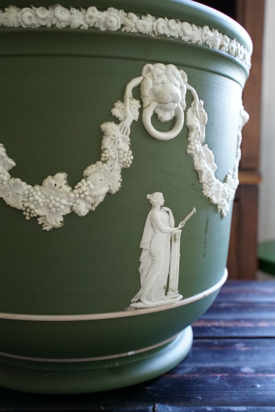 Antique Large Wedgwood Green “Muses” Jardiniere (Please Read)