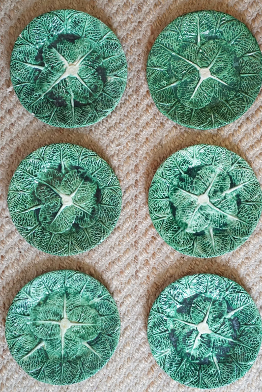 Set of 6 — Old Majolica Cabbage Plate