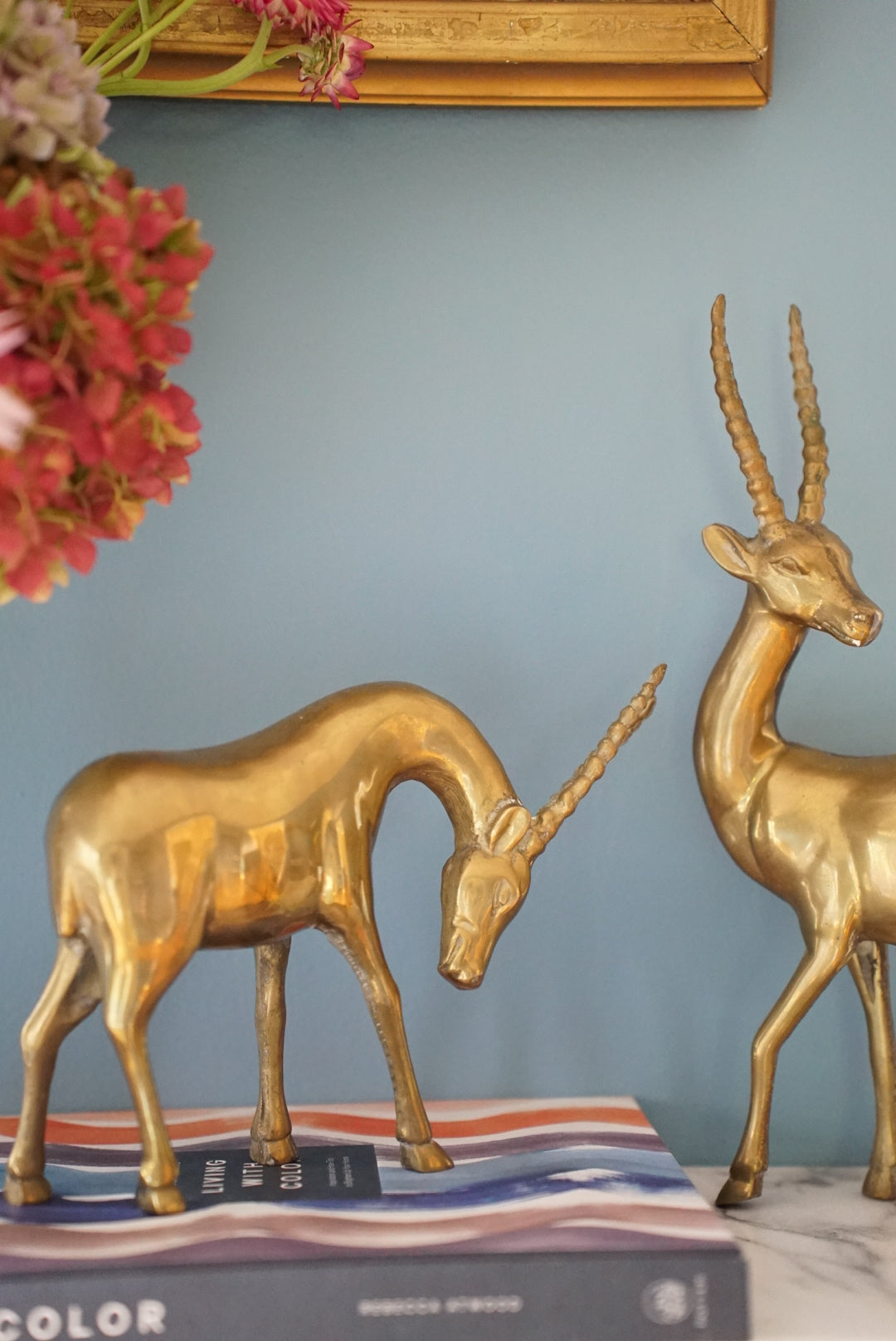 Pair of — Large Vintage Brass Gazelle