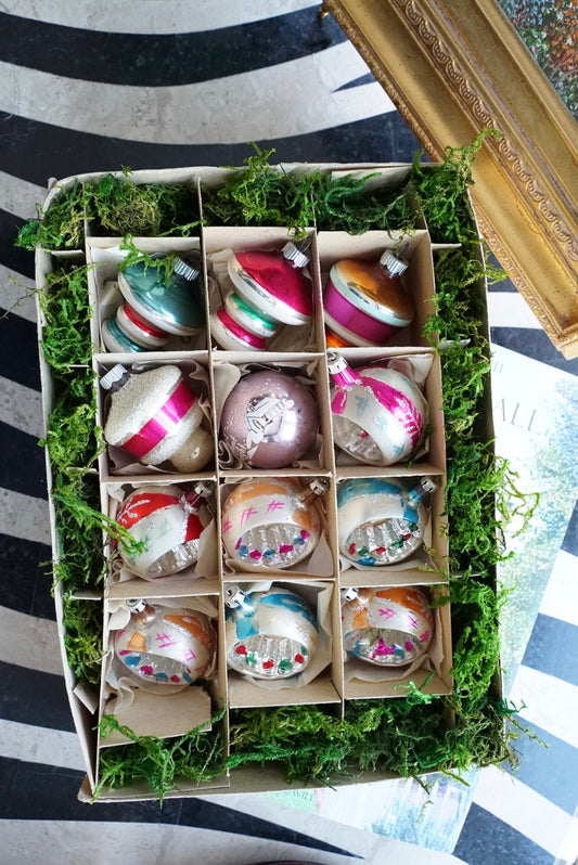 Set of 12 — Assortment of Vintage Mercury Glass Ornaments