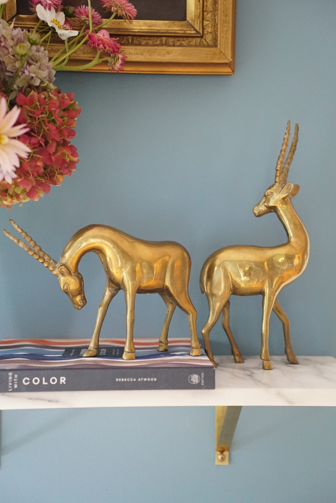 Pair of — Large Vintage Brass Gazelle