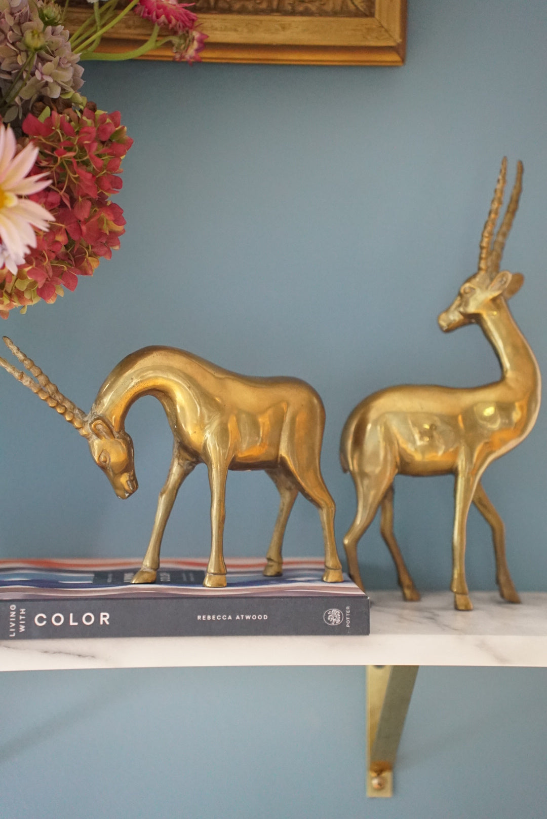 Pair of — Large Vintage Brass Gazelle