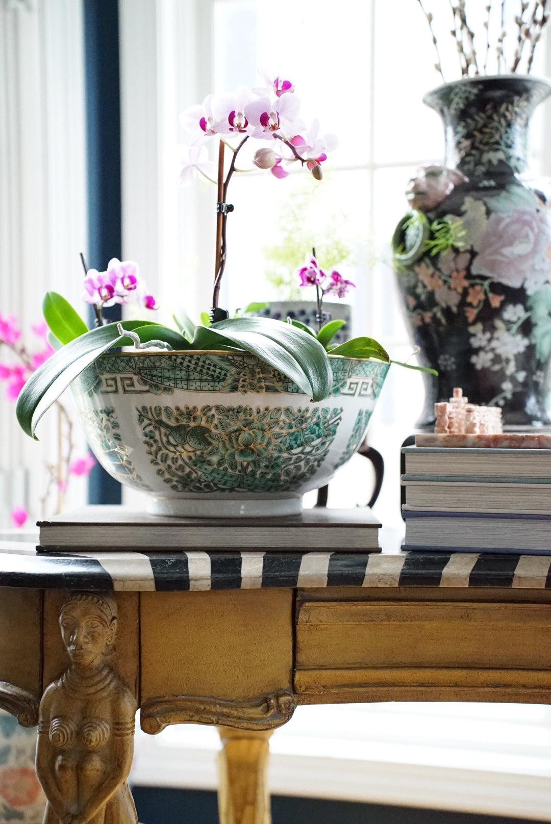 12” Large Green Fitzhugh Centerpiece Bowl