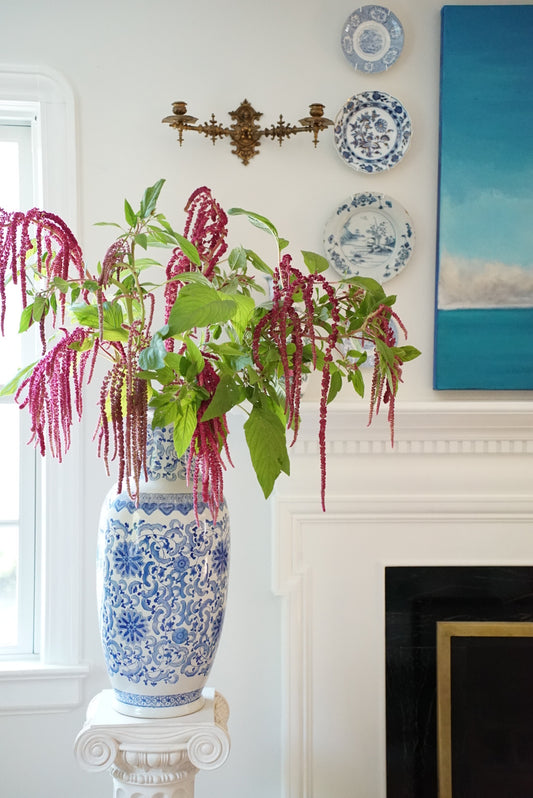 Vintage XXL Blue and White Floor Vase