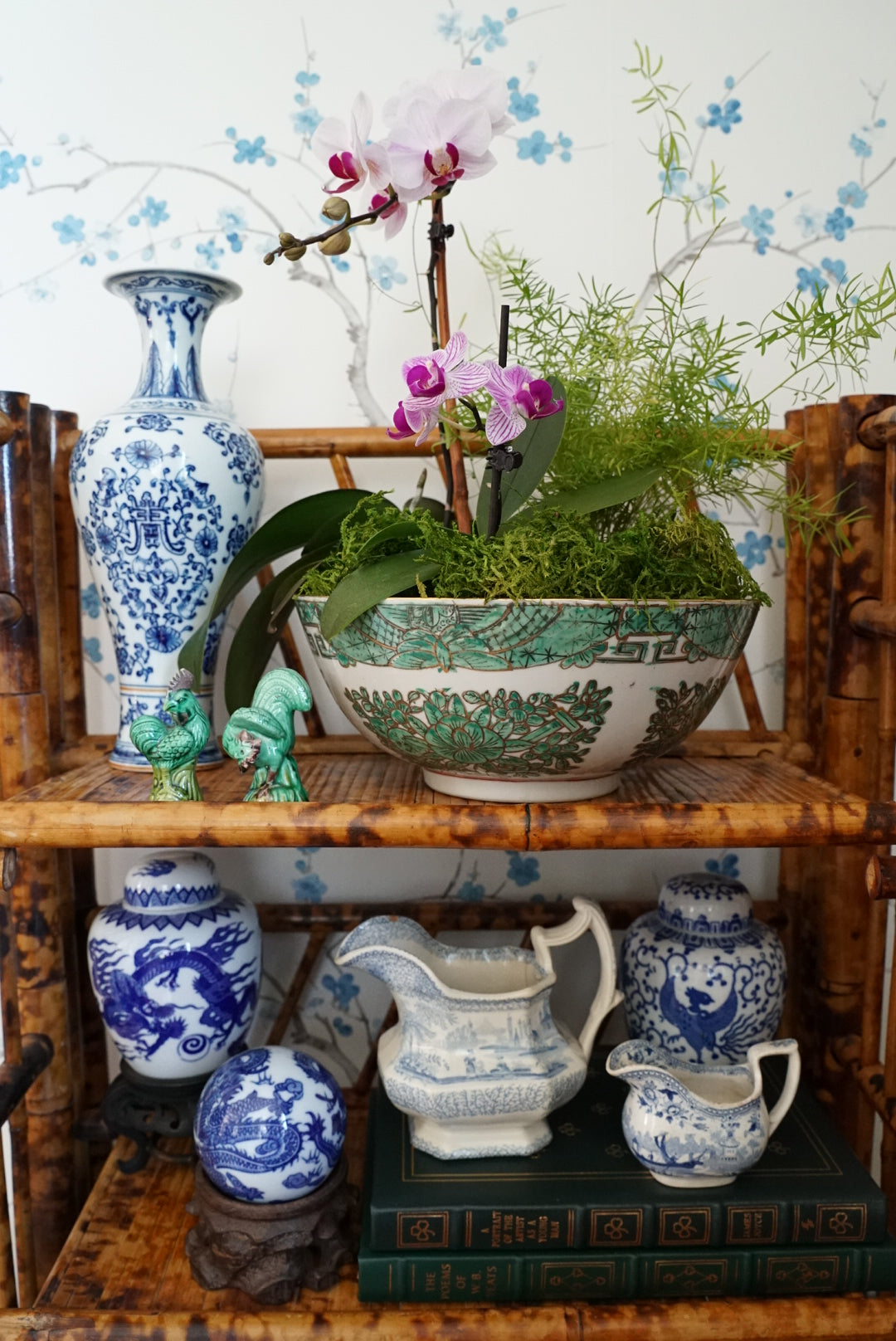 Pair of — Vintage Chinese Export Green Mud Chicken