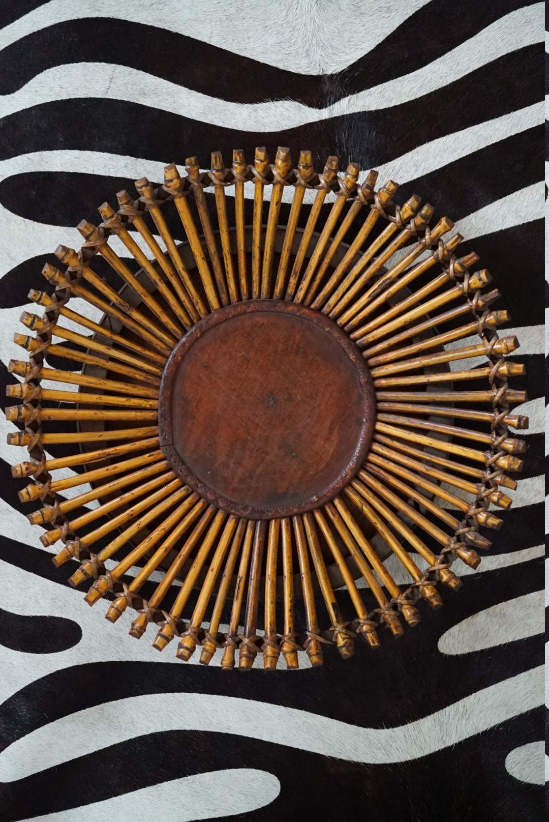 Vintage Sunburst Bamboo Tray