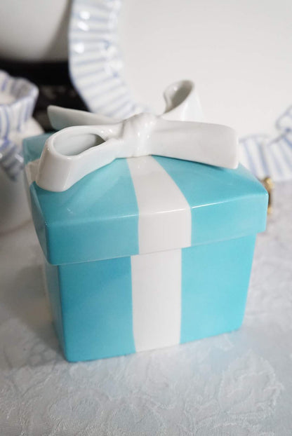 Vintage Tiffany Porcelain Box with Bow — Two Sizes