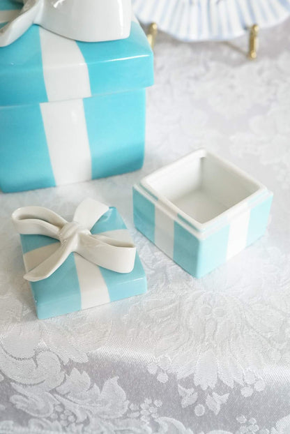 Vintage Tiffany Porcelain Box with Bow — Two Sizes
