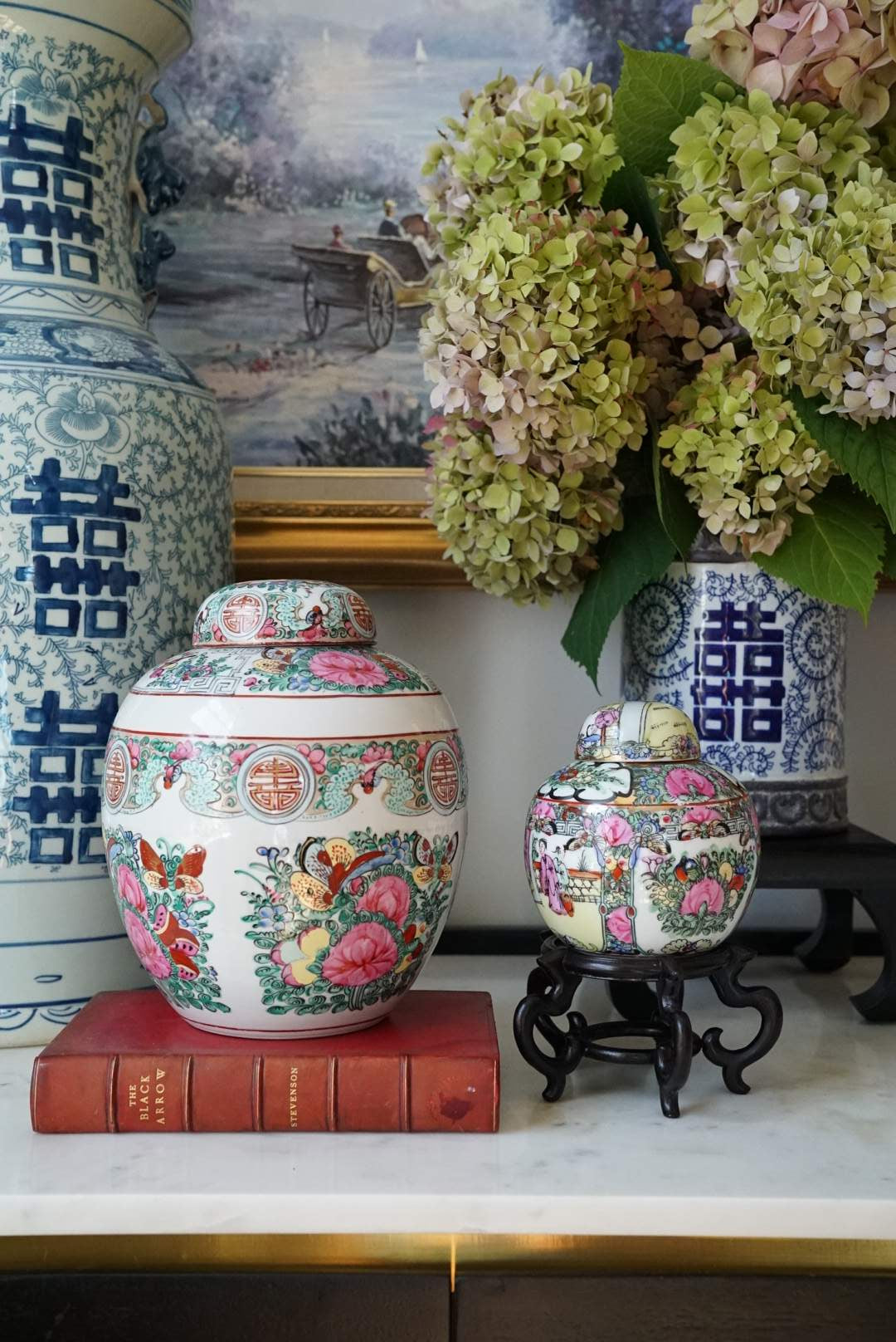 Large Rose Canton Ginger Jar