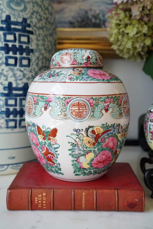 Large Rose Canton Ginger Jar