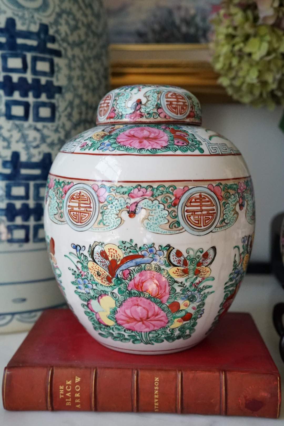 Large Rose Canton Ginger Jar