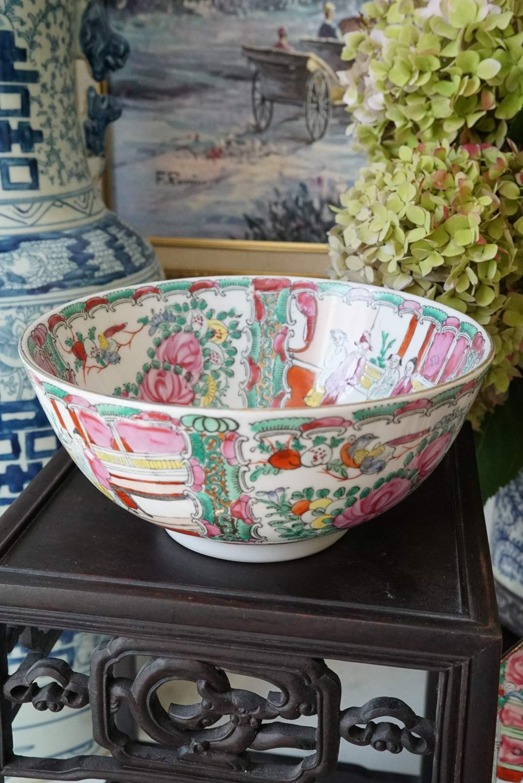 2024 Vintage Blue Rose Punch Bowl