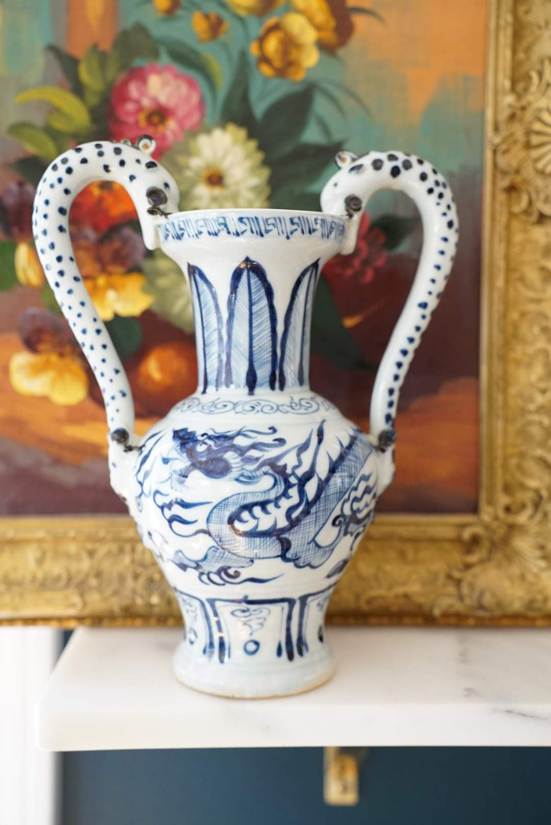 Exquisite Dragon Vase with Dragon Handles
