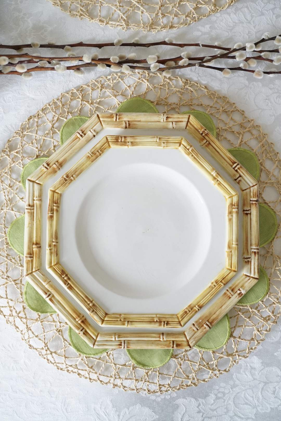 Set of 5 — Made in Italy Octagon Bamboo Salad Plate