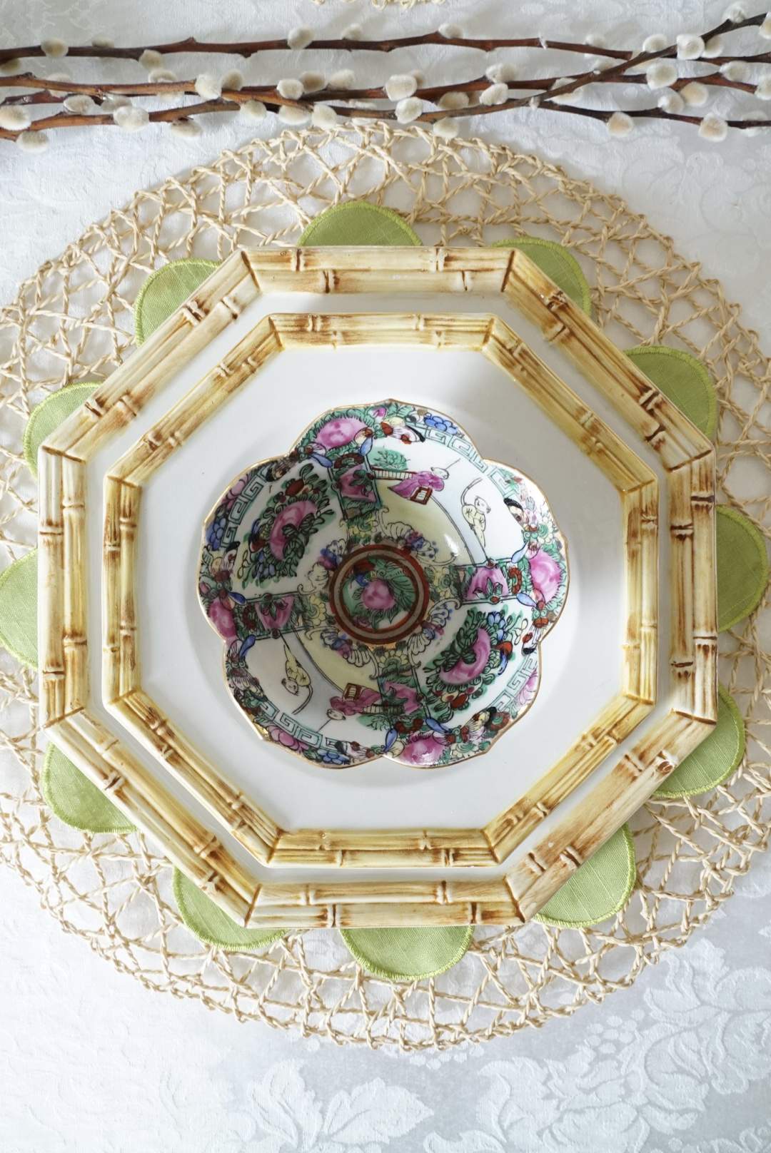 Set of 5 — Made in Italy Octagon Bamboo Salad Plate