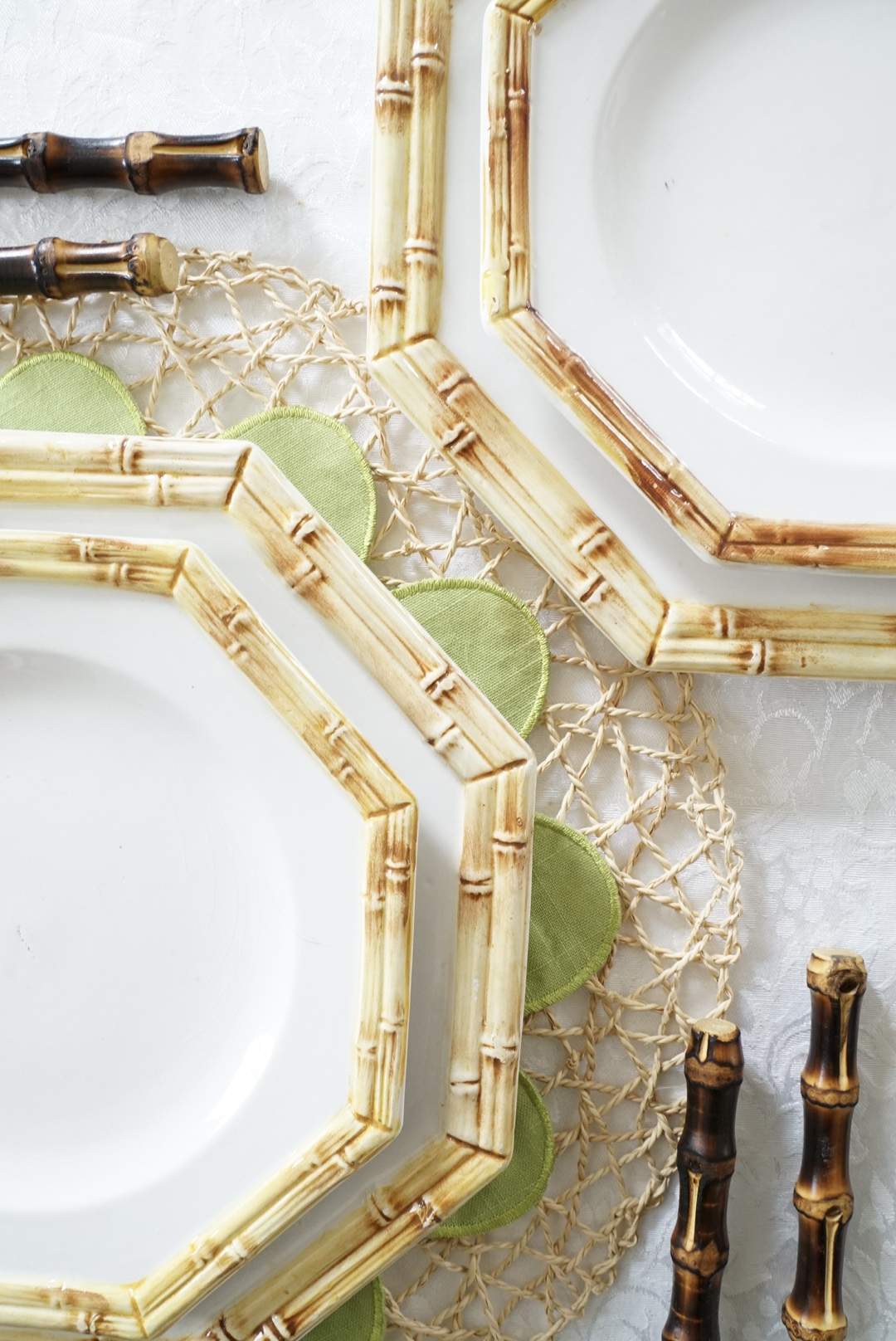 Set of 5 — Made in Italy Octagon Bamboo Salad Plate