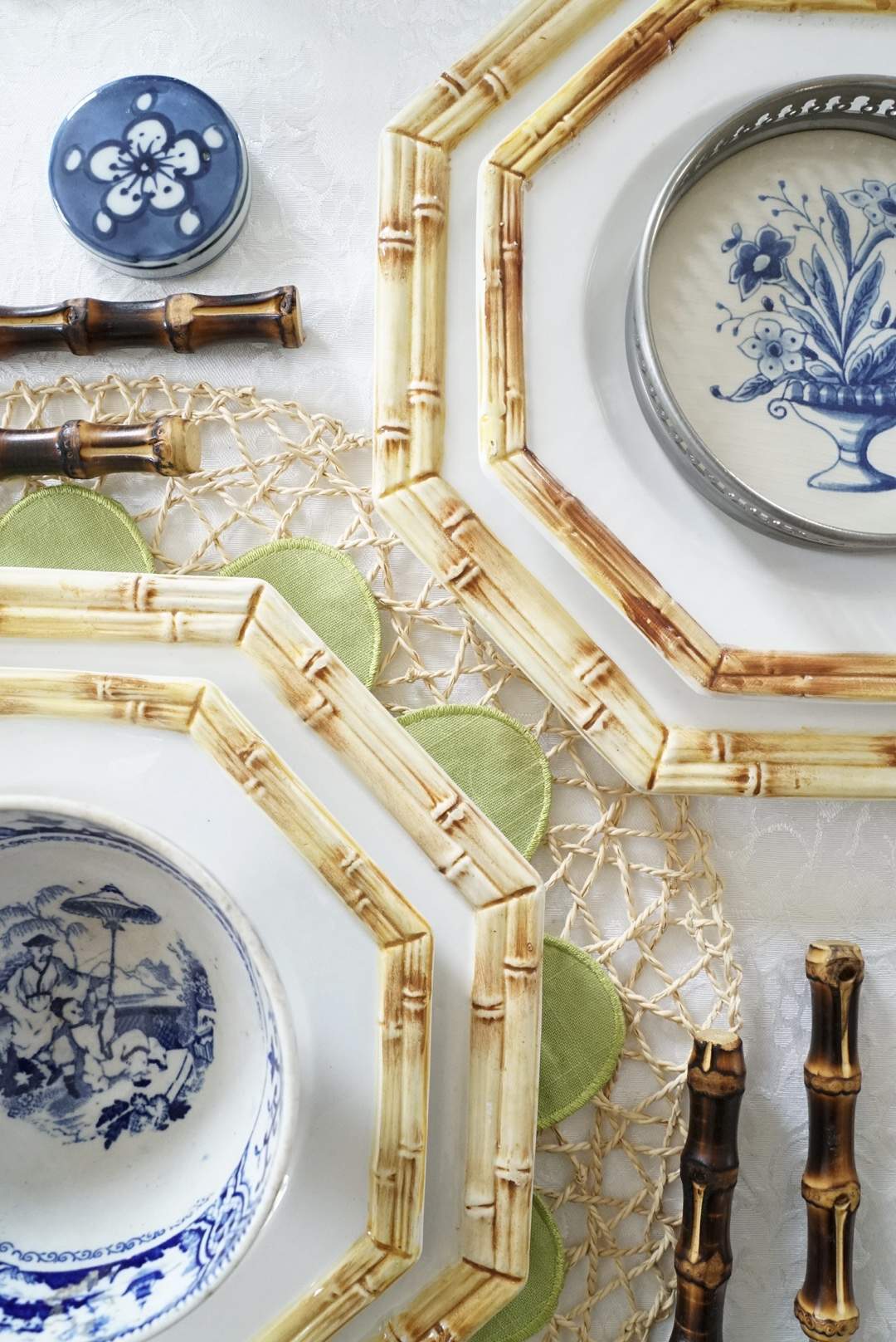 Set of 5 — Made in Italy Octagon Bamboo Salad Plate