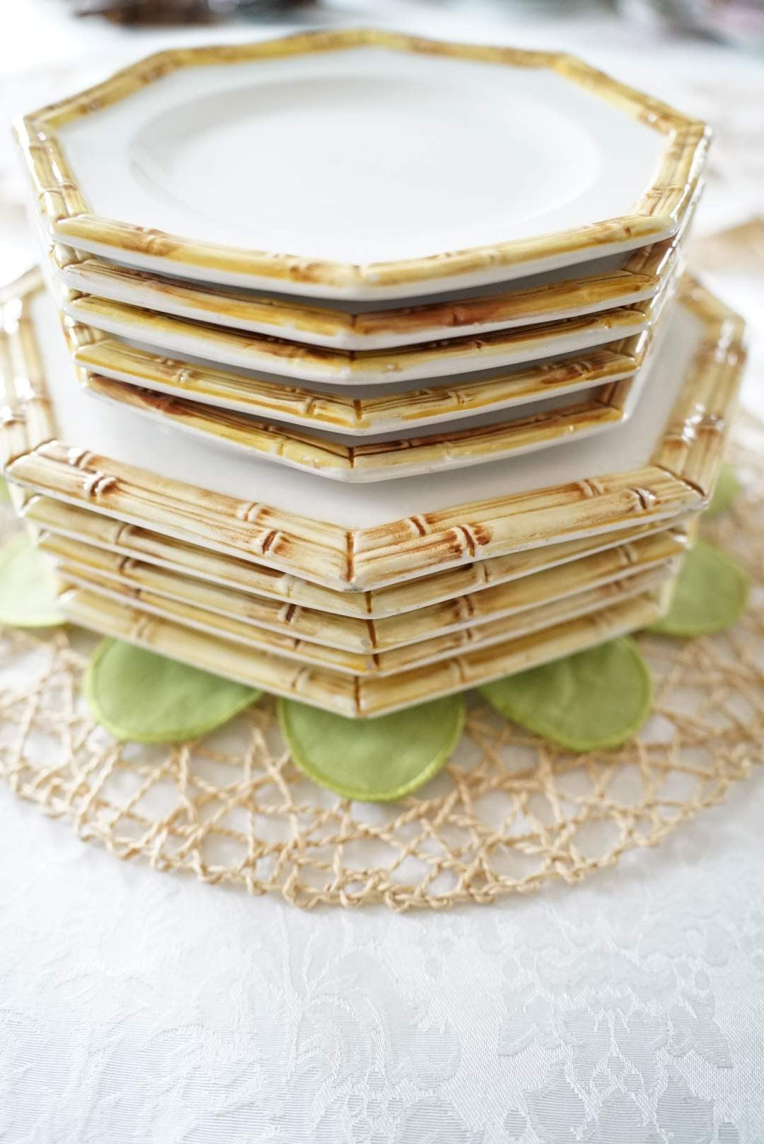 Set of 5 — Made in Italy Octagon Bamboo Salad Plate