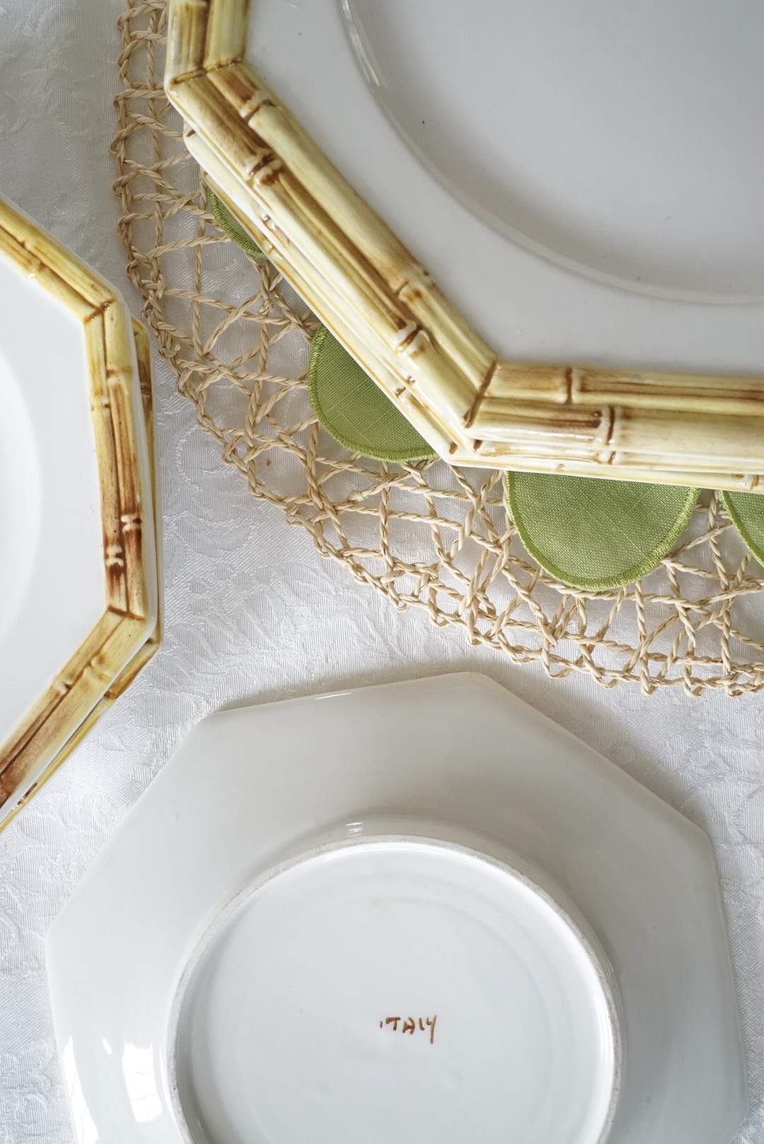 Set of 5 — Made in Italy Octagon Bamboo Salad Plate