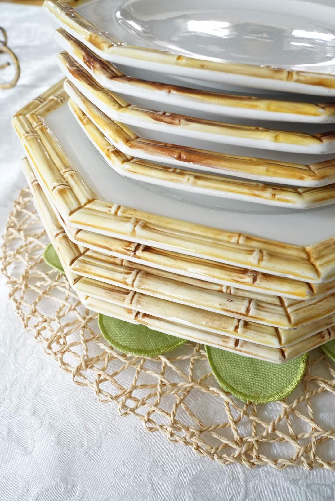 Set of 5 — Made in Italy Octagon Bamboo Dinner Plate