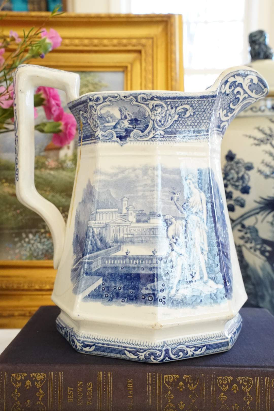 Antique Large Ironstone J. Clementson Sydenham Pitcher (As is)