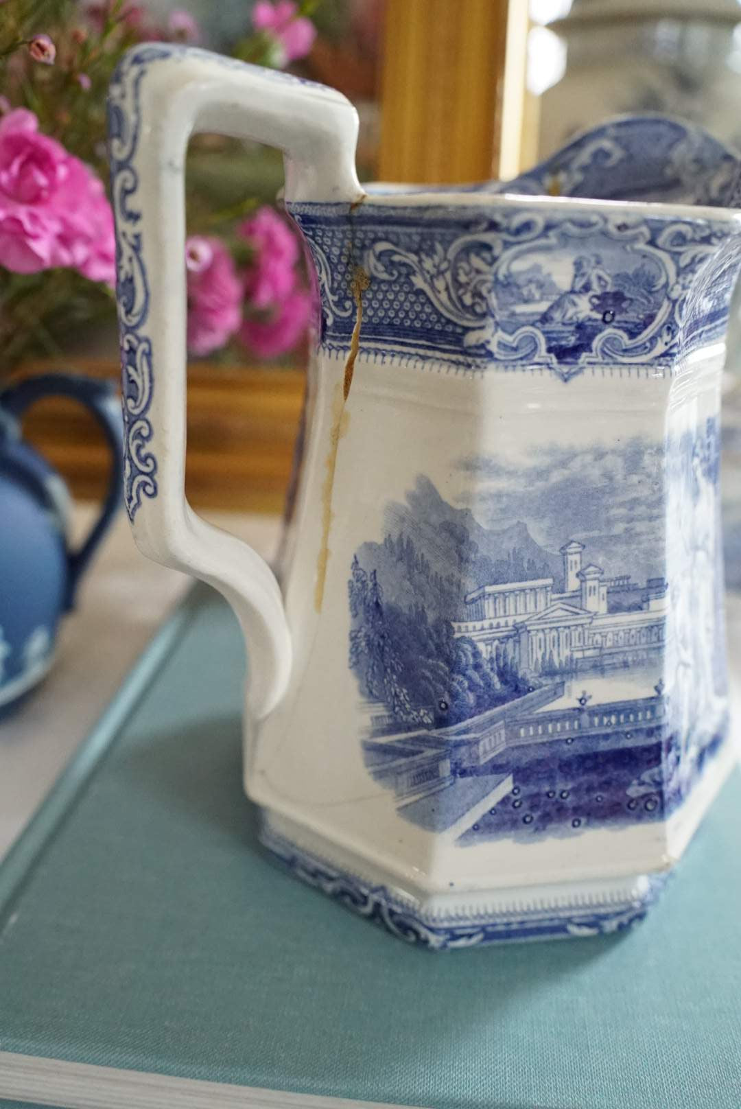 Antique Large Ironstone J. Clementson Sydenham Pitcher (As is)