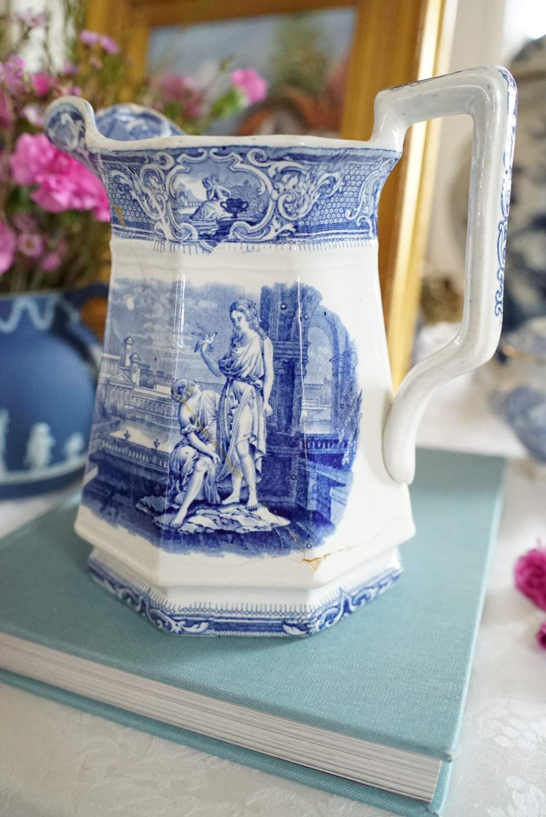 Antique Large Ironstone J. Clementson Sydenham Pitcher (As is)