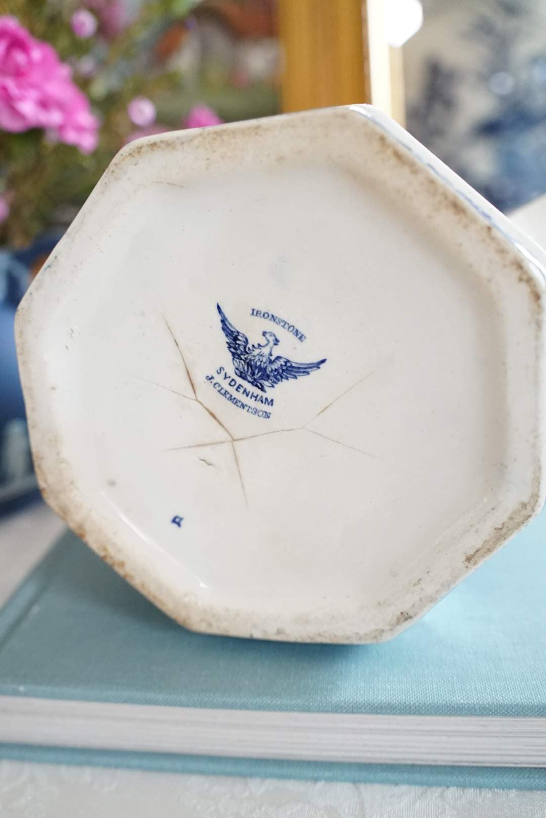 Antique Large Ironstone J. Clementson Sydenham Pitcher (As is)