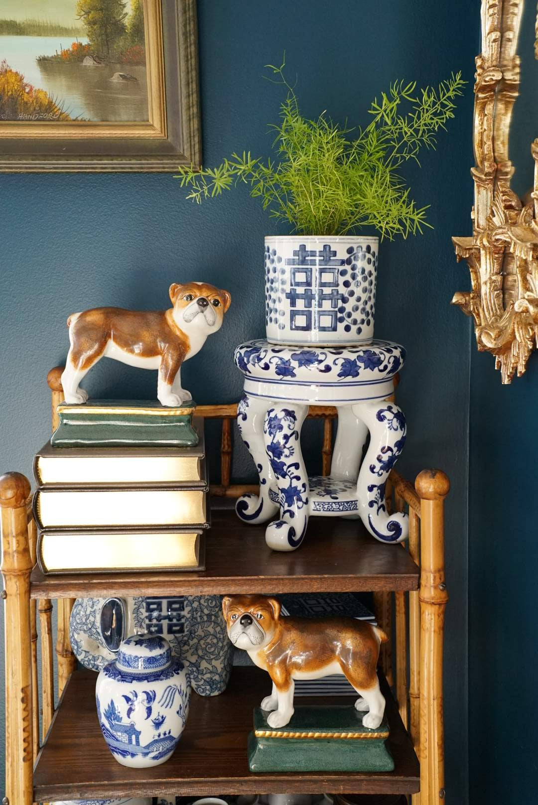 Chinoiserie Blue and White Planter Stand