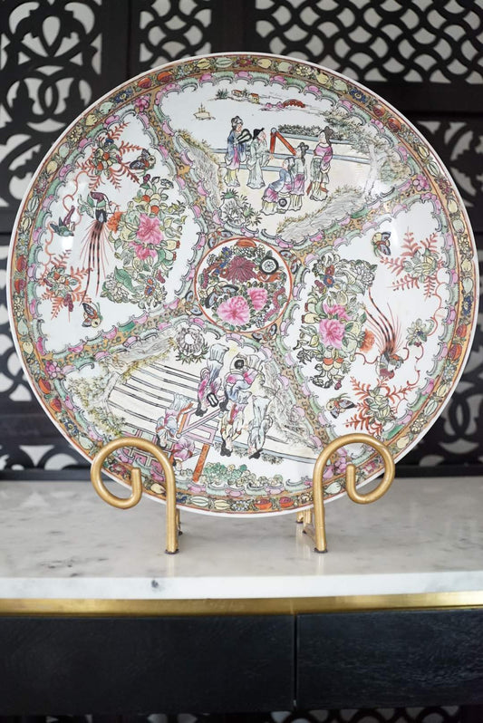 18” XXL Vintage Rose Medallion Platter with Stand