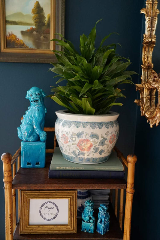 Vintage Pink and Green Twisted Lotus Jardiniere