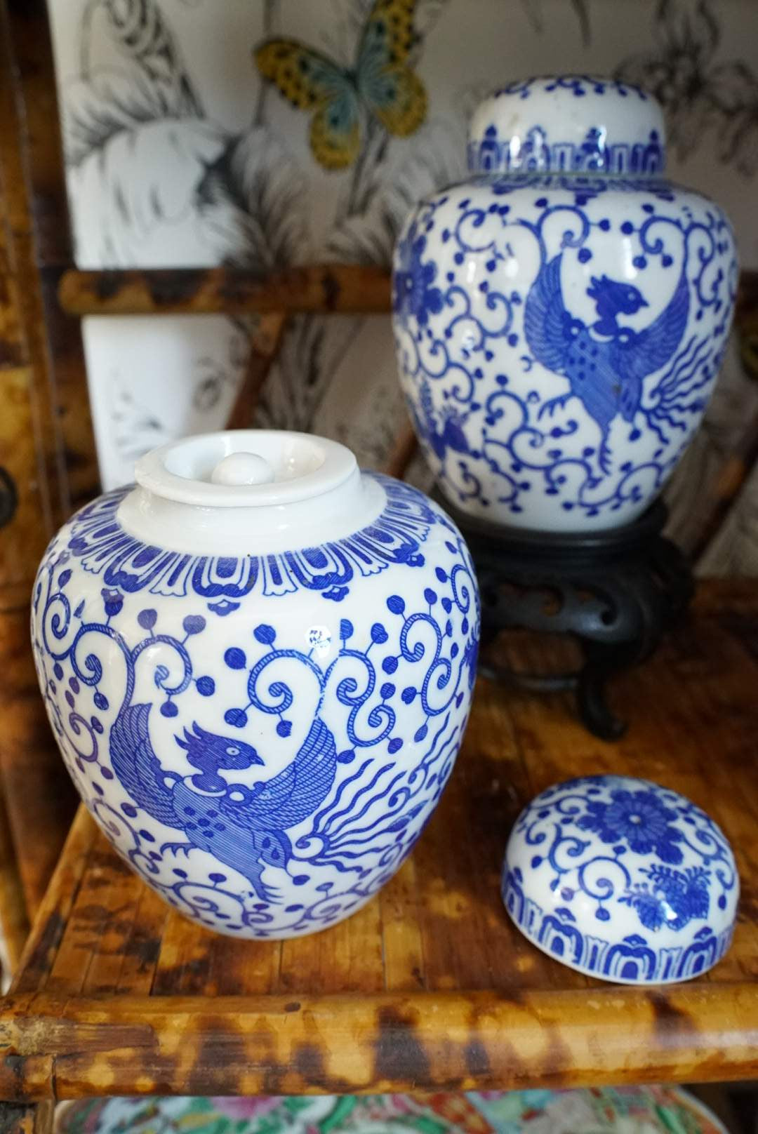 Vintage Soaring Phoenix Ginger Jar