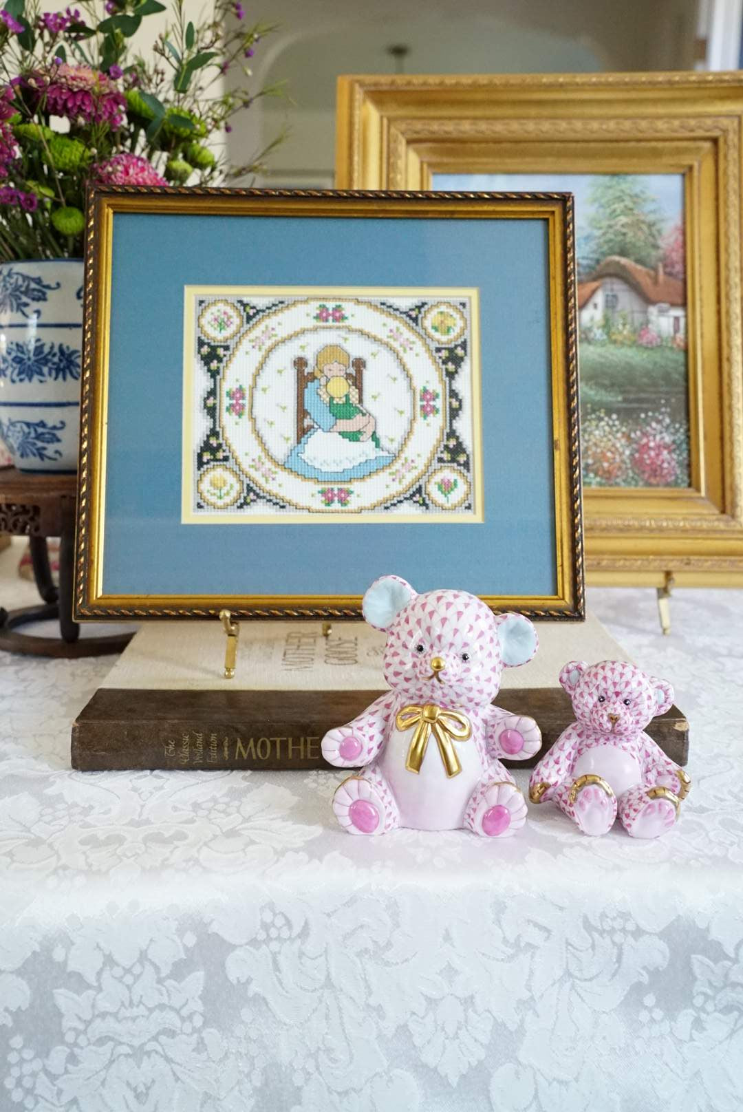 Vintage Mother and Child Needle Point