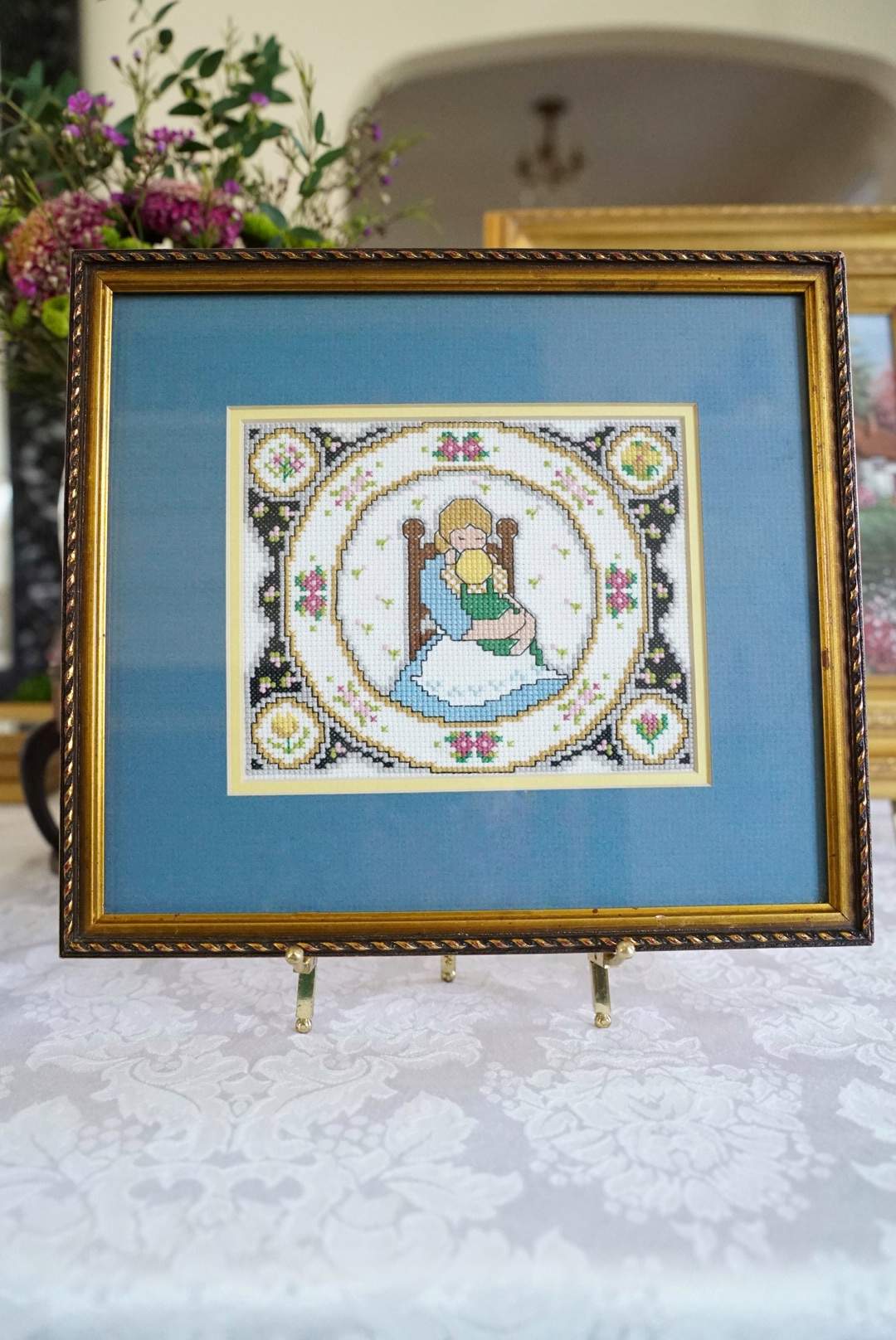 Vintage Mother and Child Needle Point