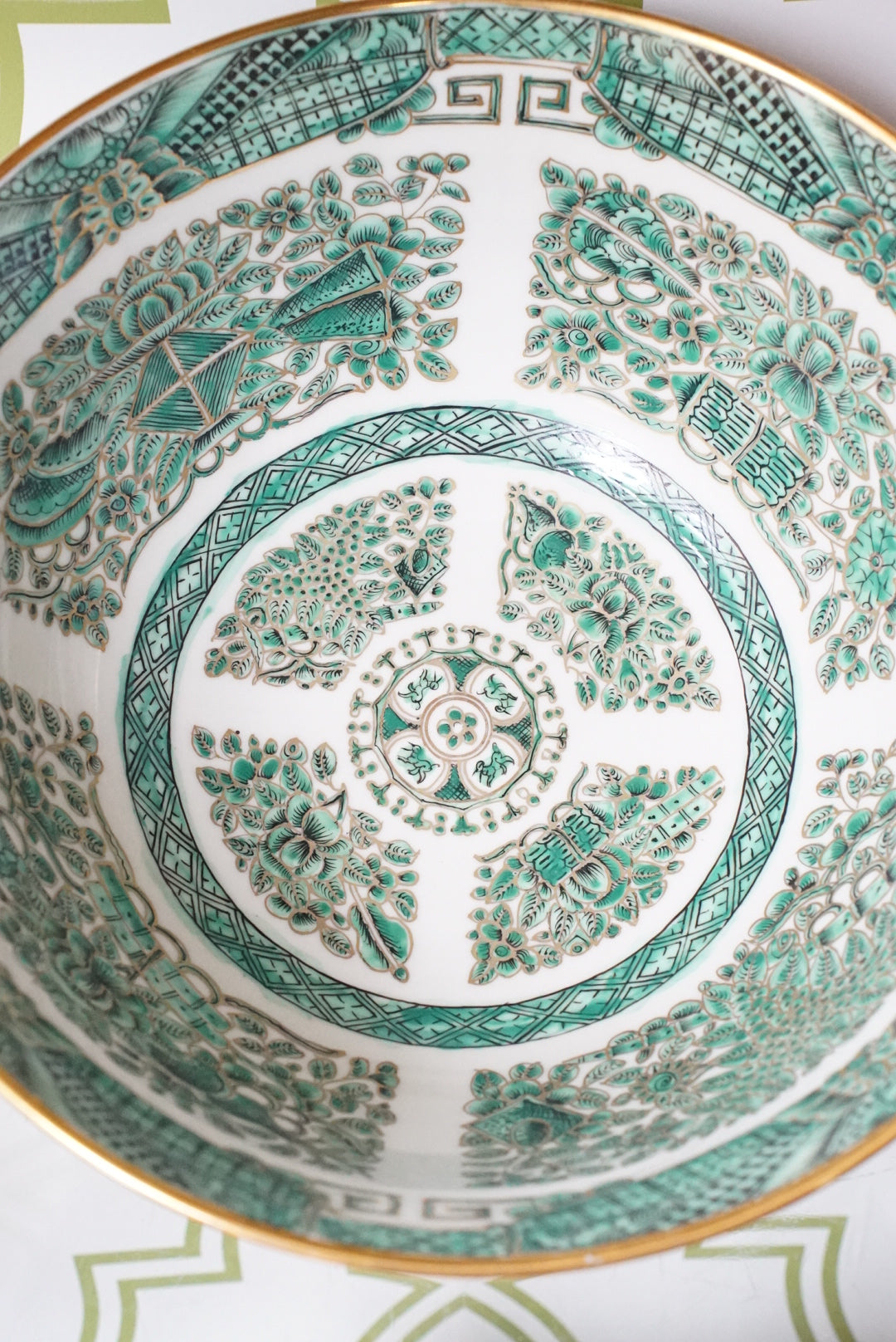 12” Large Green Fitzhugh Centerpiece Bowl