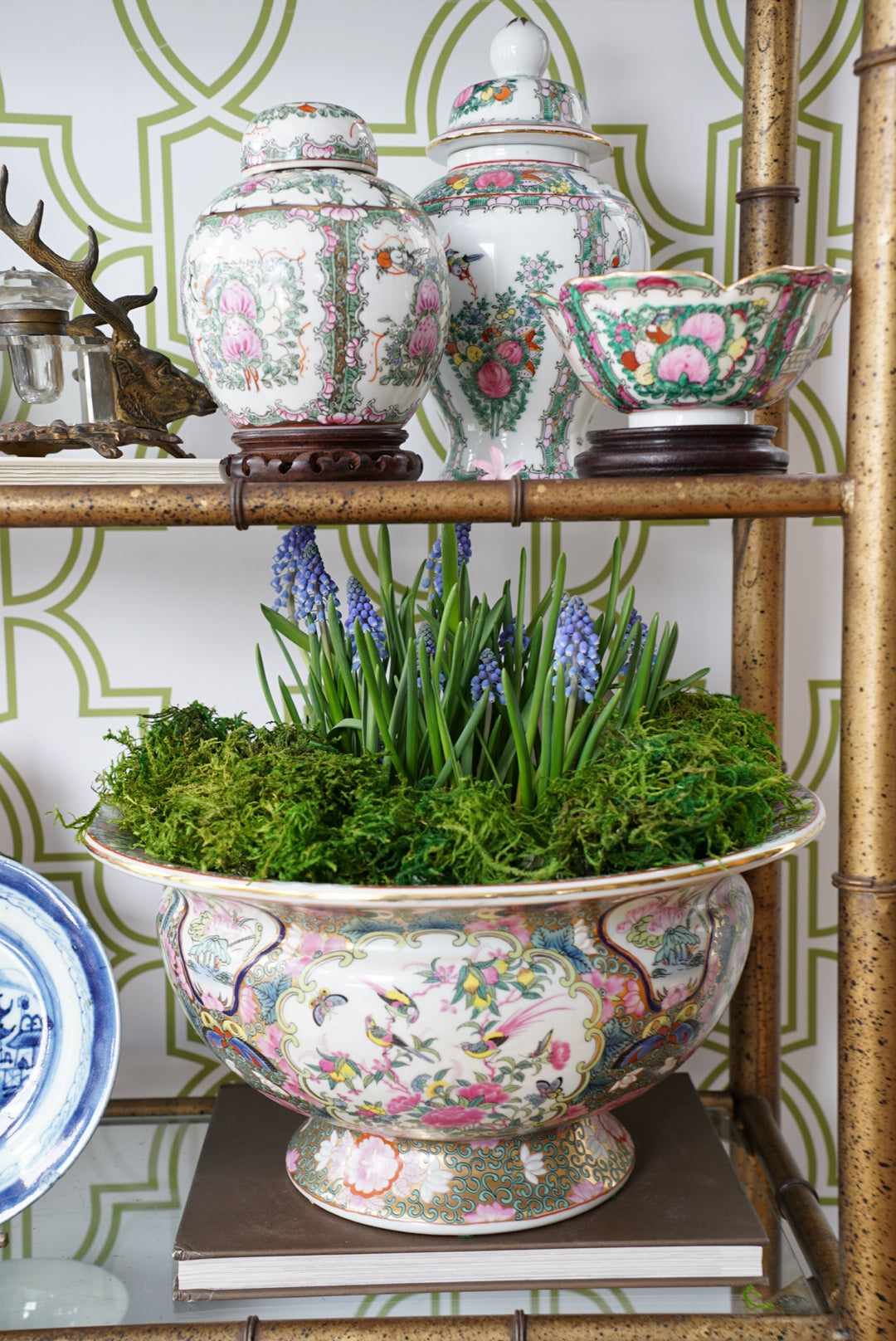 XL Vintage Rose Canton Centerpiece Bowl