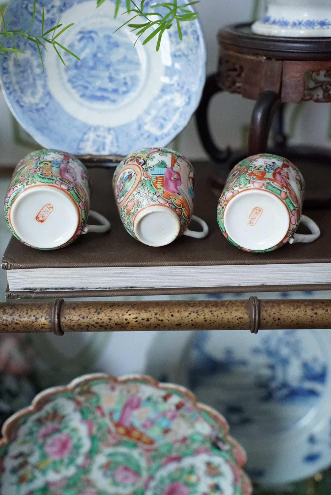 Set of 3 — Antique Chinese Export Rose Medallion Cups