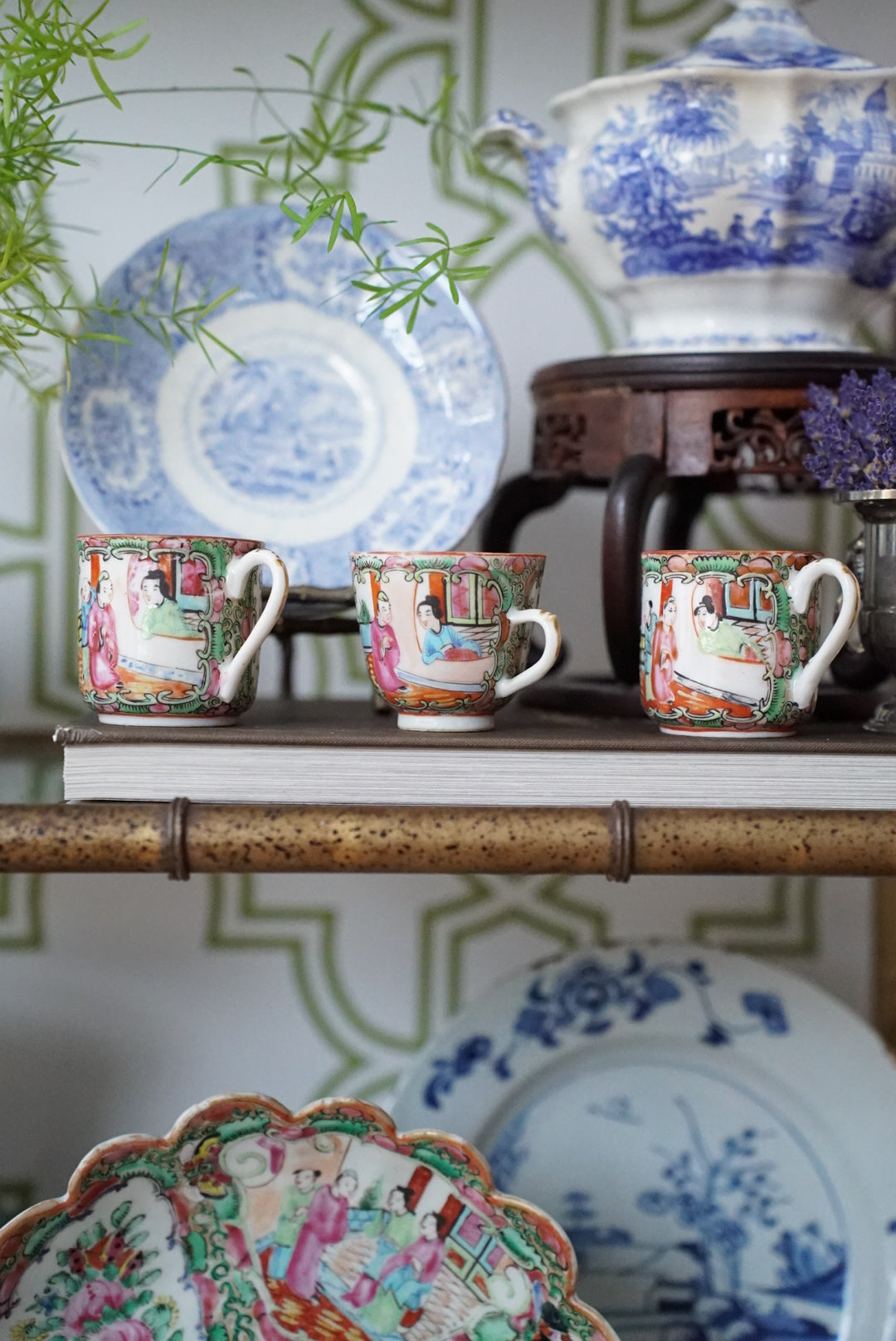 Set of 3 — Antique Chinese Export Rose Medallion Cups