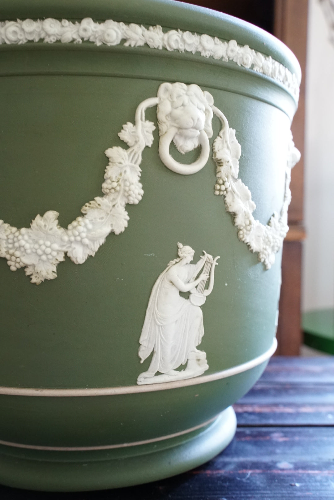 Antique Large Wedgwood Green “Muses” Jardiniere (Please Read)