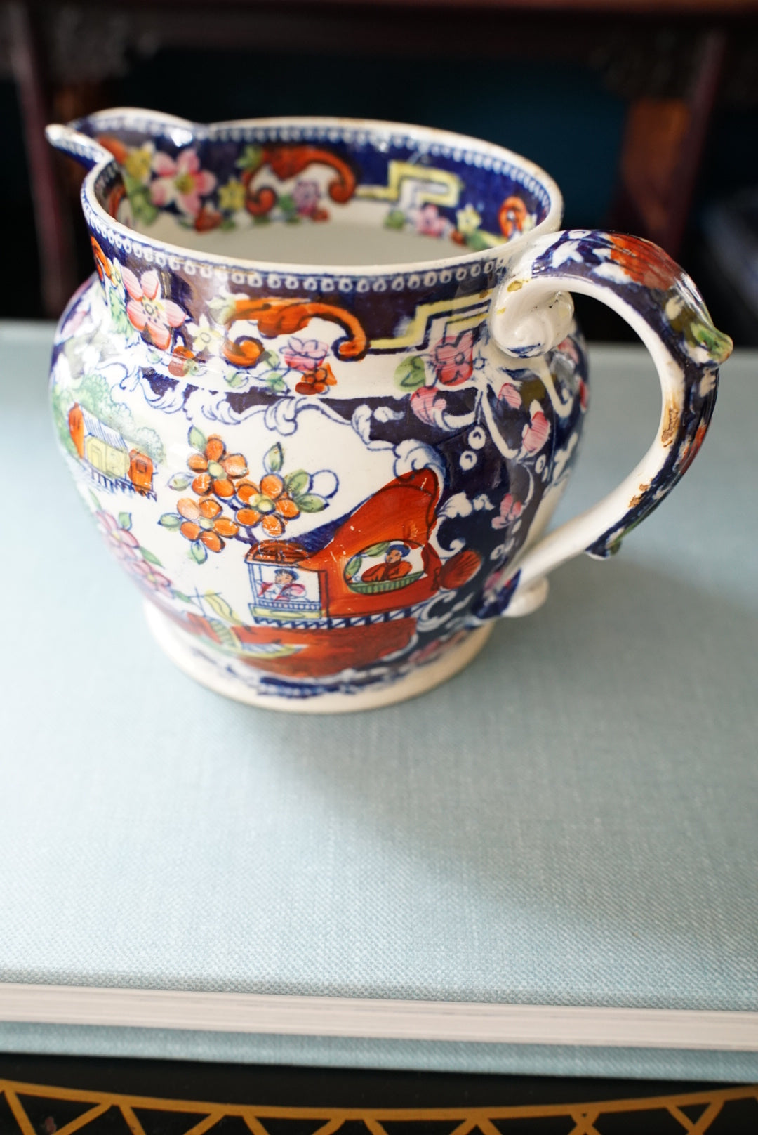 Antique Petite Georgian Transferware Jug — “Boy in the Door”