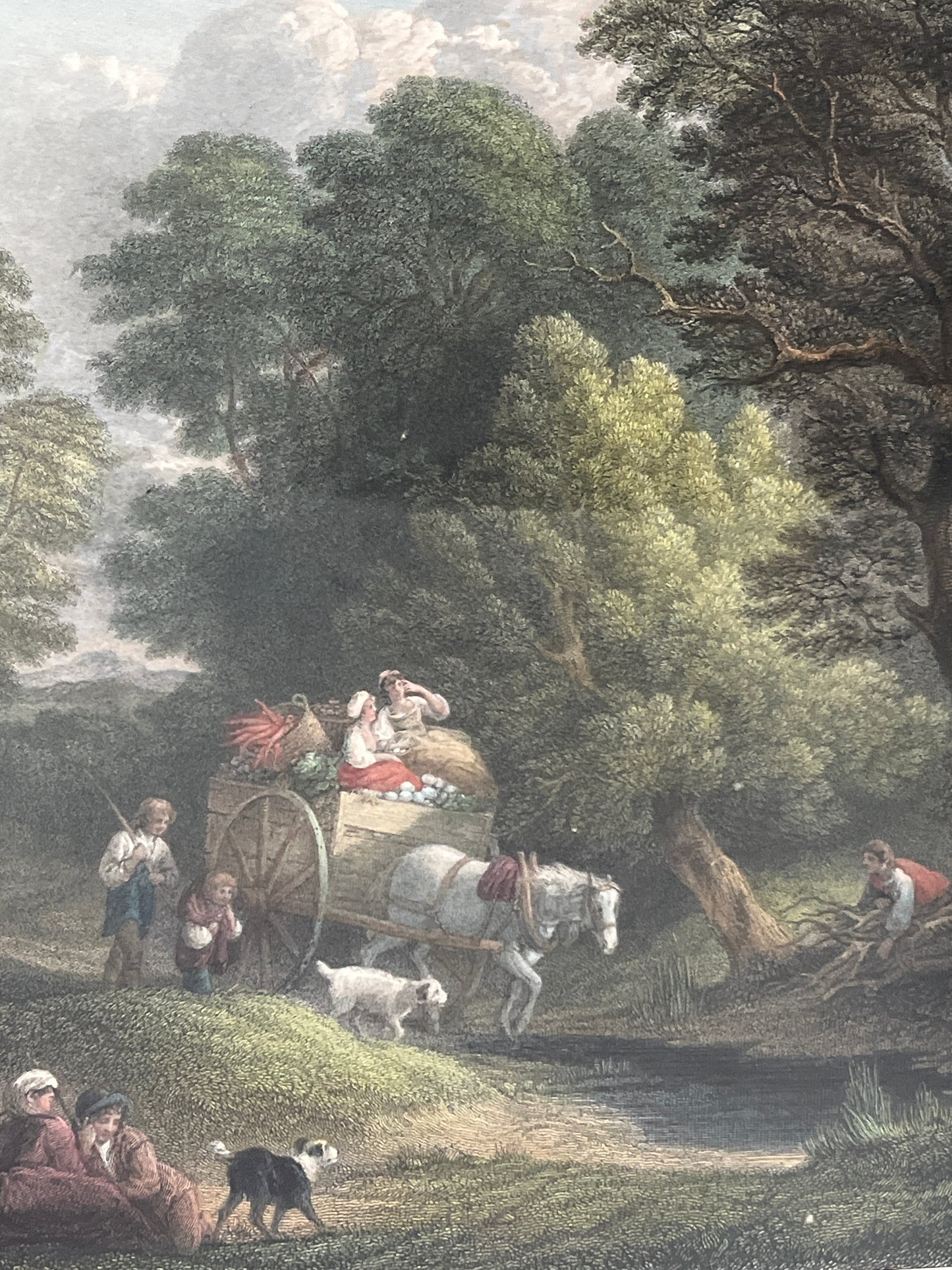 Antique Engraving — “The Market Cart” c. 1836