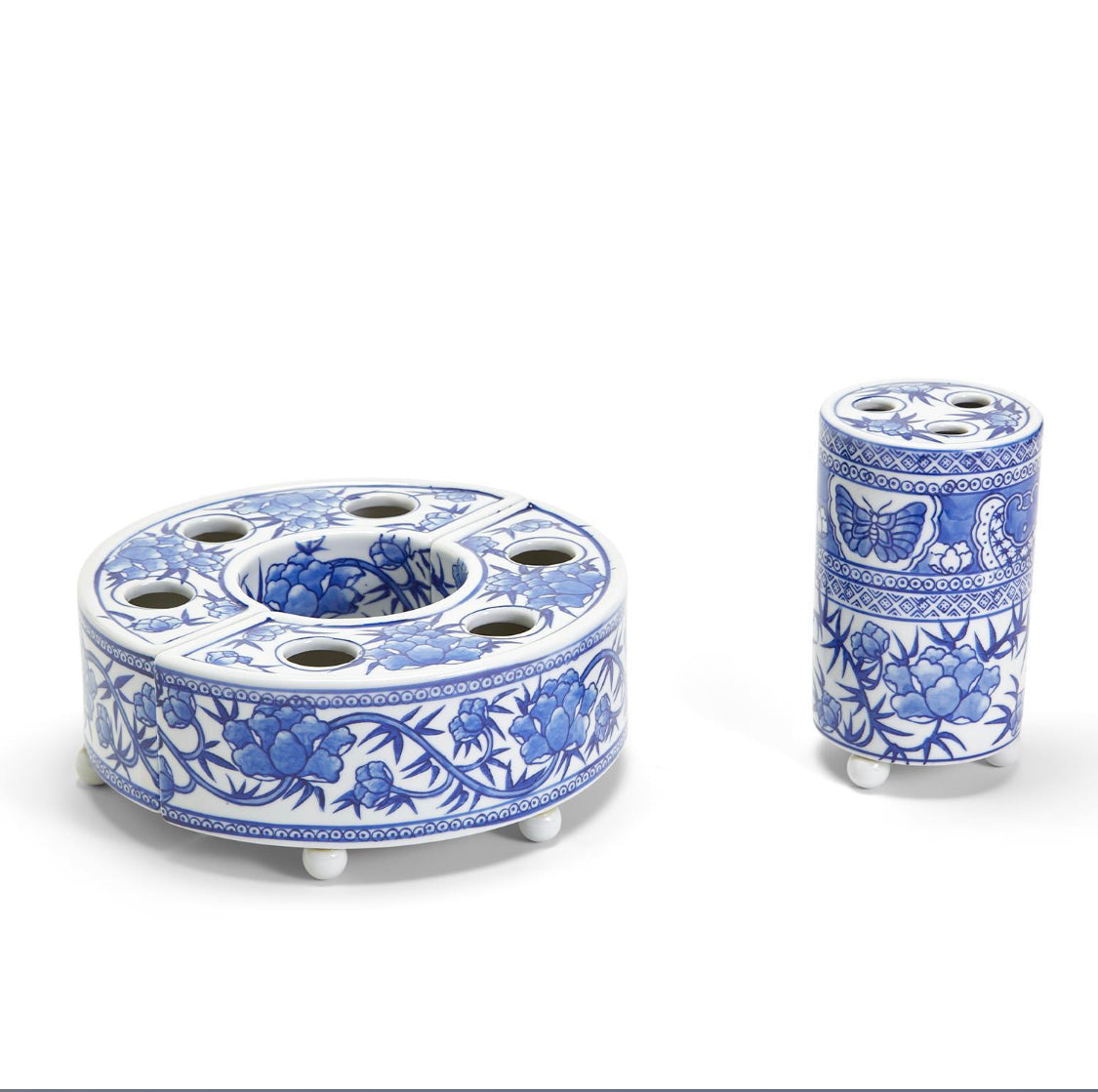 Blue and White Floral Arranger Set - 3 pc