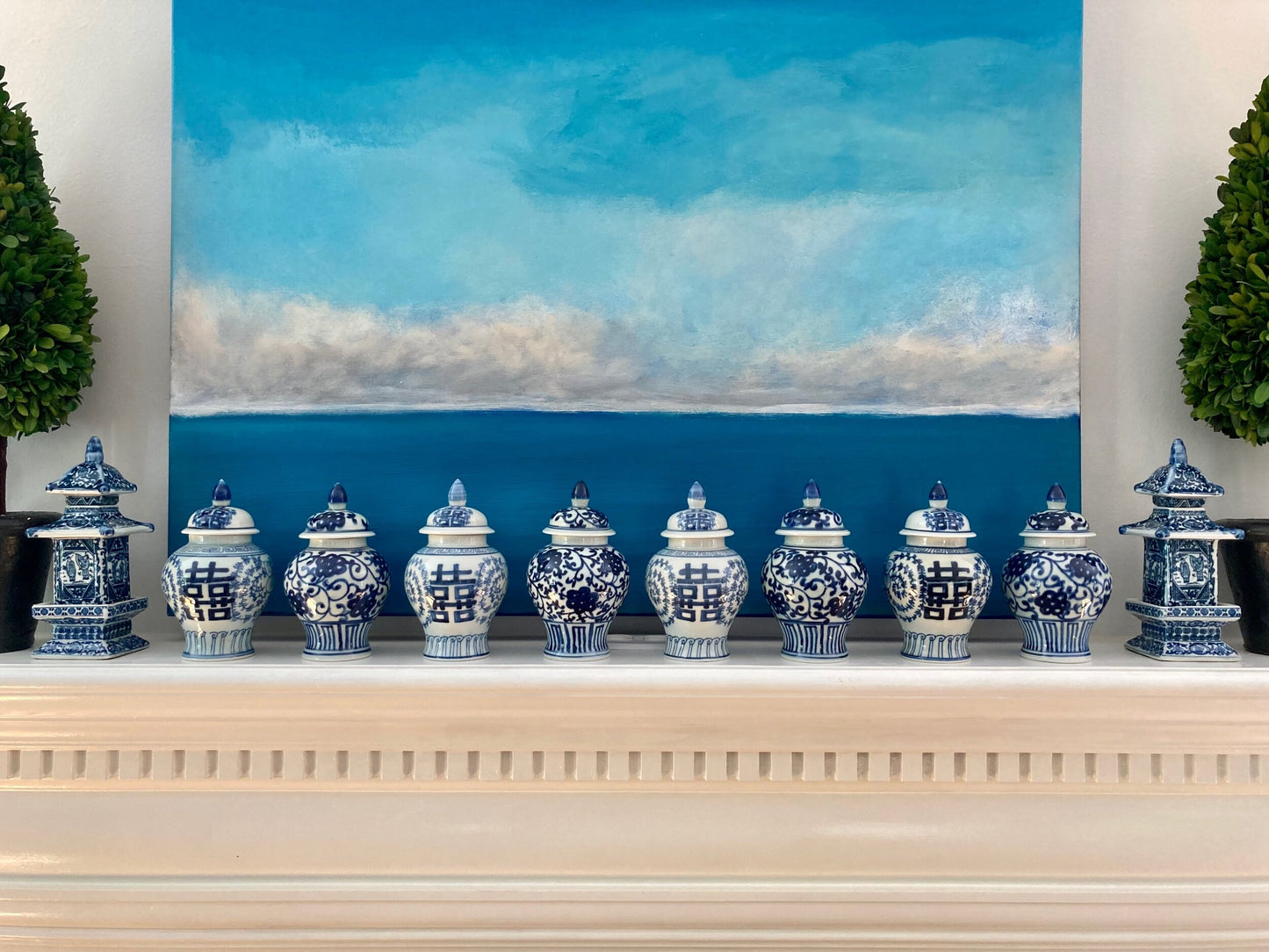 Twisted Lotus Blue and White Temple Jar