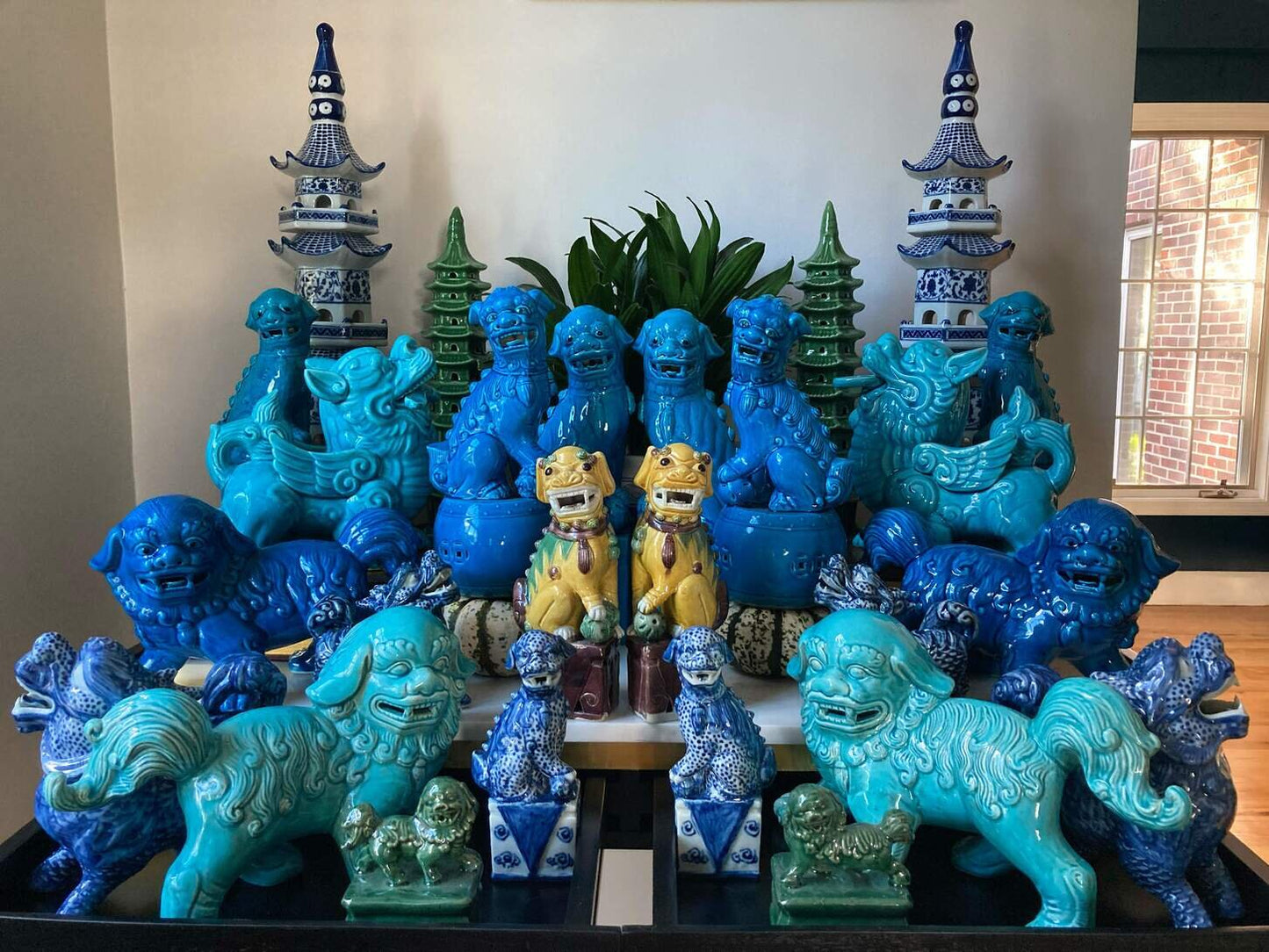 Early 1900’s Tri-color Glazed Foo Dogs-Pair