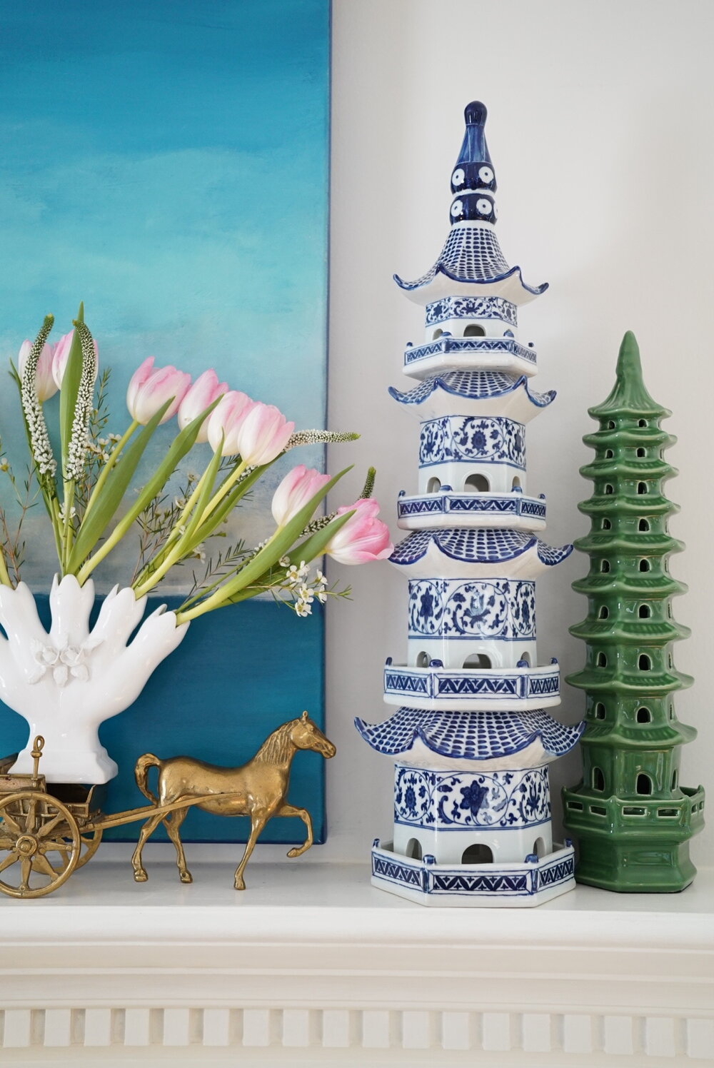 Green Glazed Pagodas-Three Sizes