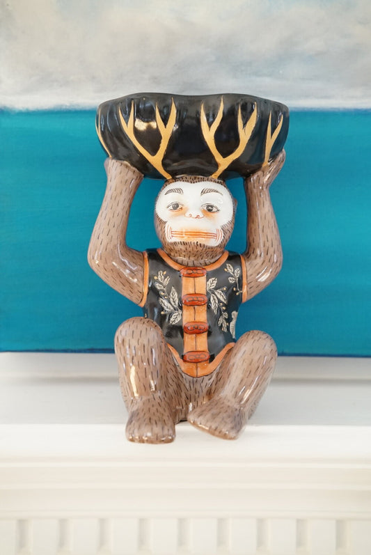 Chinoiserie Bar Monkey in Chinese Poem Vest