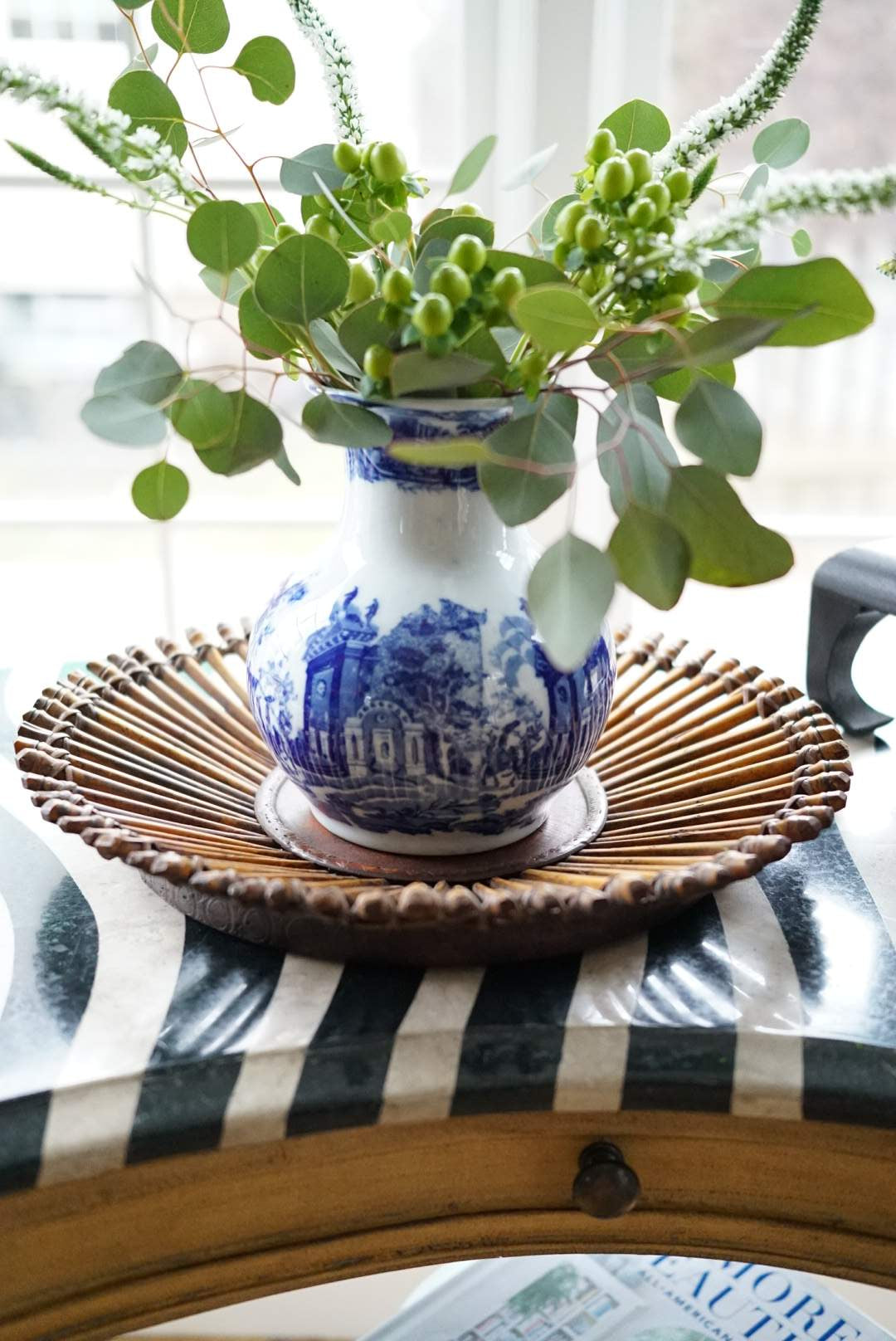 Vintage Sunburst Bamboo Tray