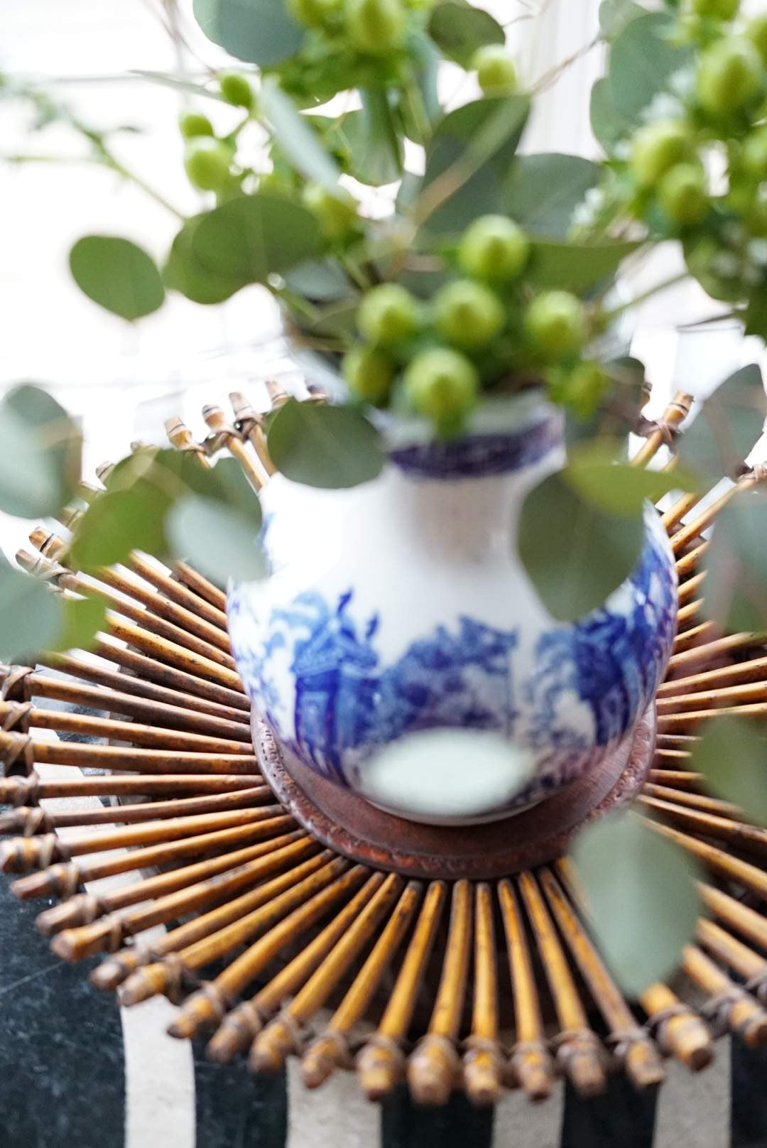 Vintage Sunburst Bamboo Tray