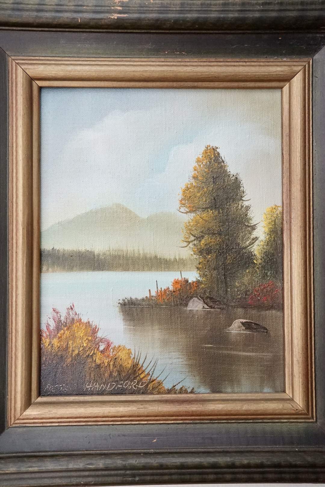 Original Oil on Canvas Board - River Bank