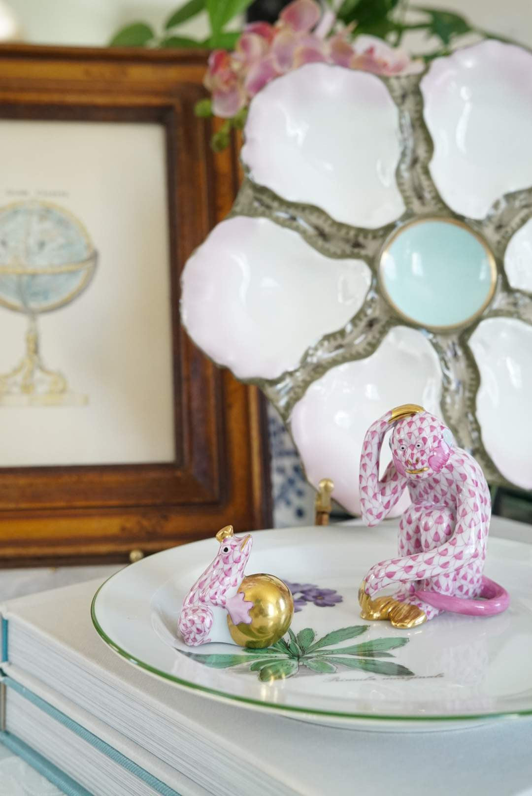 Herend Raspberry Scratching Monkey